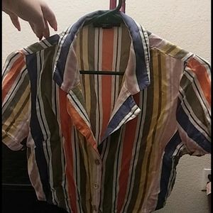 stripped button up cropped top
